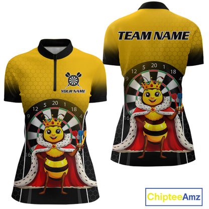 Custom Funny King Bee Dart Shirt Dart Team Jersey for Women Dartboard Polo & 1/4 Zip Shirts NNT164