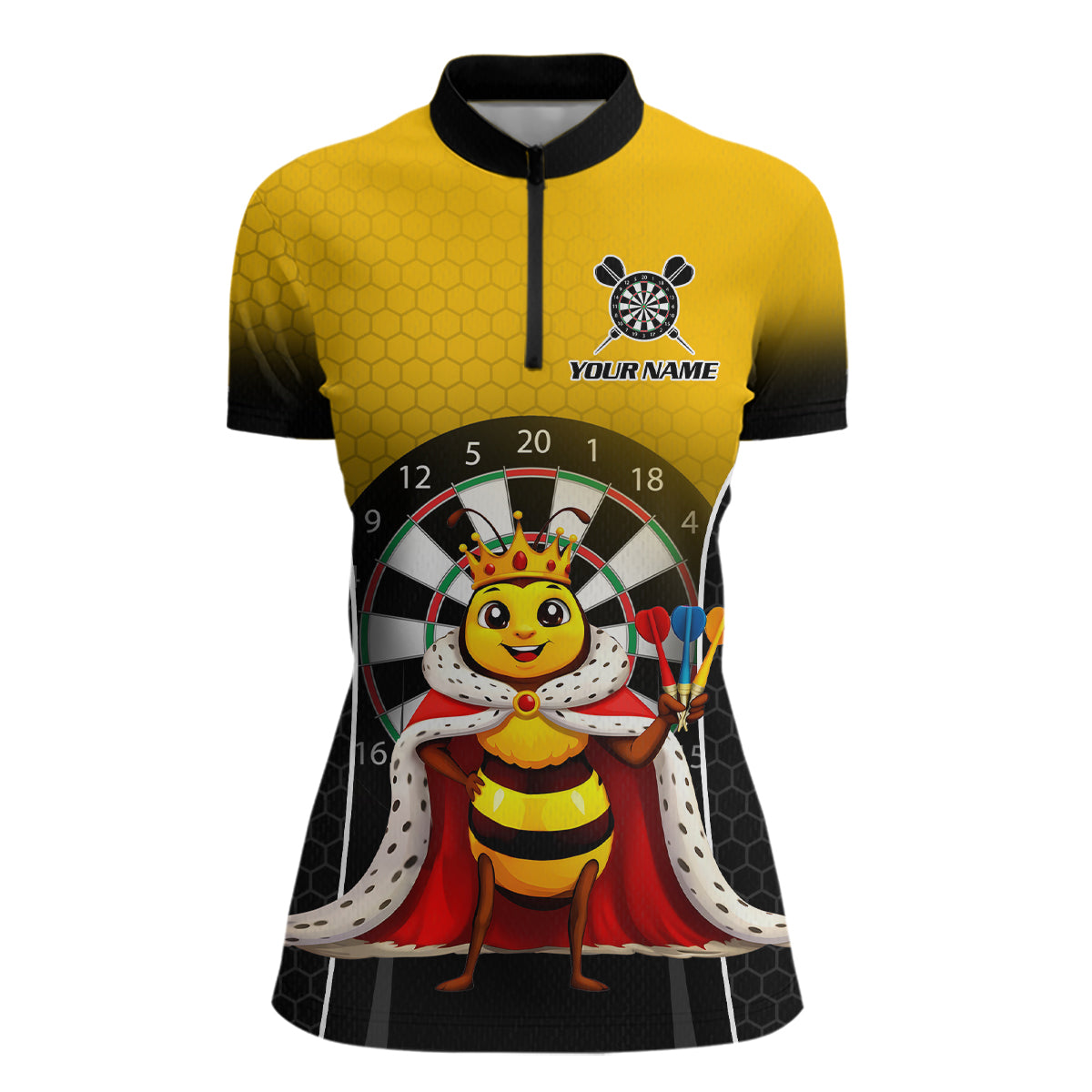 Custom Funny King Bee Dart Shirt Dart Team Jersey for Women Dartboard Polo & 1/4 Zip Shirts NNT164