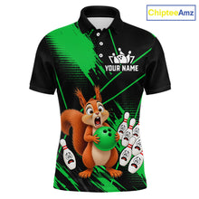 Load image into Gallery viewer, Custom Green Squirrel Bowling Jersey for Men Bowling Team Shirts Bowling Polo &amp; 1/4 Zip HNT301