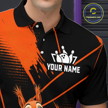 Load image into Gallery viewer, Custom Orange Squirrel Bowling Jersey for Men Bowling Team Shirts Bowling Polo &amp; 1/4 Zip HNT301