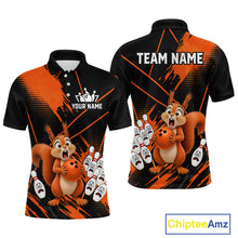 Load image into Gallery viewer, Custom Orange Squirrel Bowling Jersey for Men Bowling Team Shirts Bowling Polo &amp; 1/4 Zip HNT301