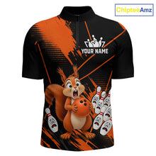 Load image into Gallery viewer, Custom Orange Squirrel Bowling Jersey for Men Bowling Team Shirts Bowling Polo &amp; 1/4 Zip HNT301