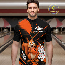 Load image into Gallery viewer, Custom Orange Squirrel Bowling Jersey for Men Bowling Team Shirts Bowling Polo &amp; 1/4 Zip HNT301