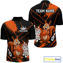Load image into Gallery viewer, Custom Orange Squirrel Bowling Jersey for Men Bowling Team Shirts Bowling Polo &amp; 1/4 Zip HNT301