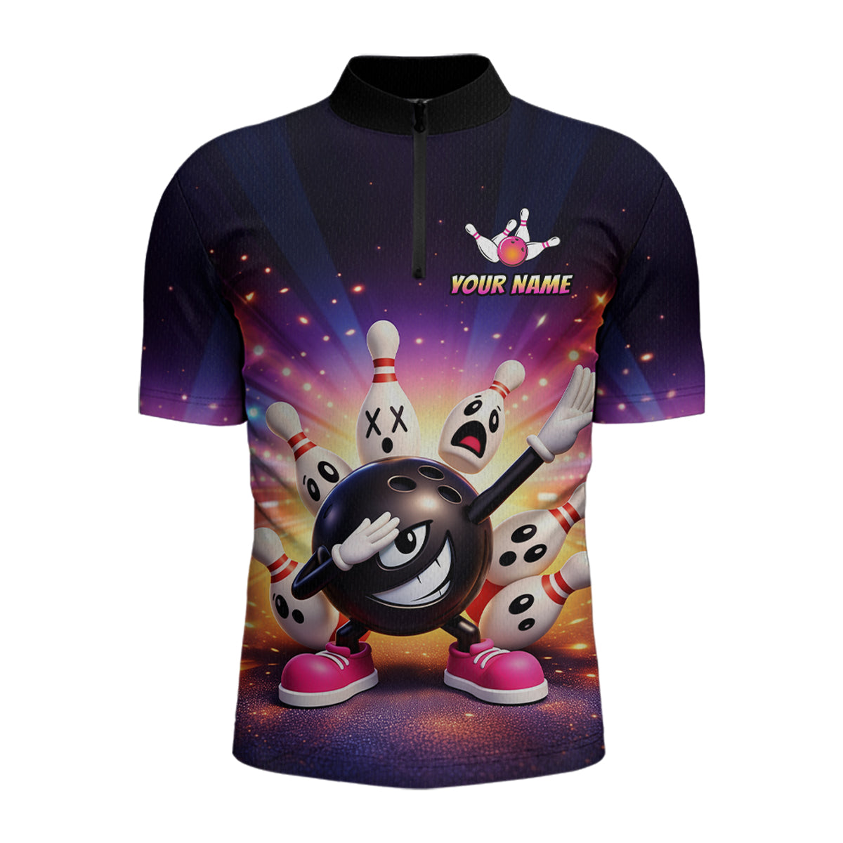 Custom Galaxy Funny Bowling Jersey for Men Bowling Tournament Polo & 1/4 Zip Bowling Team Shirts HNT217