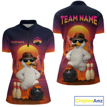 Load image into Gallery viewer, Custom Funny Duck Bowling Jersey for Women Bowling Uniform Polo &amp; 1/4 Zip Bowling Team Shirts HNT235