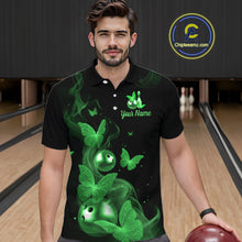 Load image into Gallery viewer, Custom Green Butterfly Galaxy Bowling Jersey for Men Bowling Team Shirts Bowling League HNT310