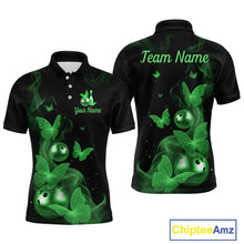 Load image into Gallery viewer, Custom Green Butterfly Galaxy Bowling Jersey for Men Bowling Team Shirts Bowling League HNT310
