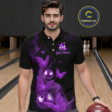Load image into Gallery viewer, Custom Purple Butterfly Galaxy Bowling Jersey for Men Bowling Team Shirts Bowling League HNT310