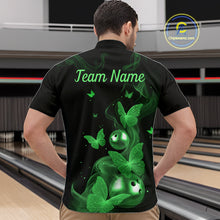 Load image into Gallery viewer, Custom Green Butterfly Galaxy Bowling Jersey for Men Bowling Team Shirts Bowling League HNT310