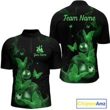 Load image into Gallery viewer, Custom Green Butterfly Galaxy Bowling Jersey for Men Bowling Team Shirts Bowling League HNT310