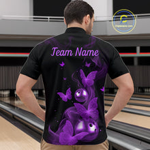 Load image into Gallery viewer, Custom Purple Butterfly Galaxy Bowling Jersey for Men Bowling Team Shirts Bowling League HNT310