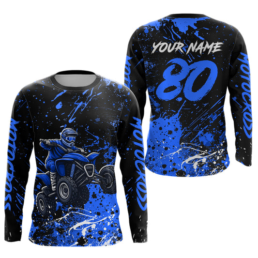 Blue Youth ATV Motocross Shirts Kid Men Women Custom Off-Road Quad Bike Shirt UPF30+ DNT77
