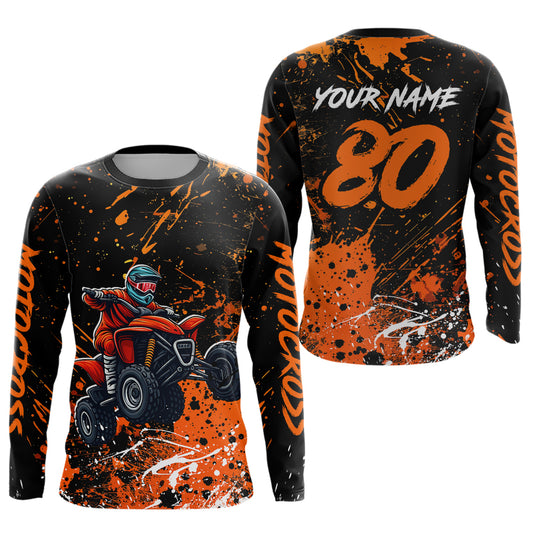 Orange Youth ATV Motocross Shirts Kid Men Women Custom Off-Road Quad Bike Shirt UPF30+ DNT77