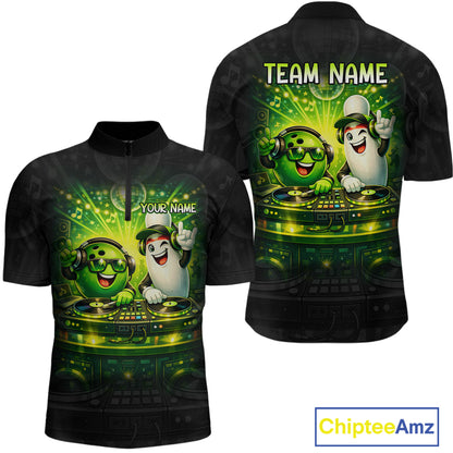 Custom Funny Music Bowling Jersey for Men Bowling Team Shirts Bowling League Polo & 1/4 Zip HNT495
