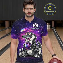 Load image into Gallery viewer, Custom Funny Galaxy Alligator Bowling Jersey for Men Bowling Tournament Polo &amp; 1/4 Zip Bowling Team Shirts HNT218