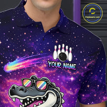 Load image into Gallery viewer, Custom Funny Galaxy Alligator Bowling Jersey for Men Bowling Tournament Polo &amp; 1/4 Zip Bowling Team Shirts HNT218