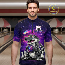 Load image into Gallery viewer, Custom Funny Galaxy Alligator Bowling Jersey for Men Bowling Tournament Polo &amp; 1/4 Zip Bowling Team Shirts HNT218