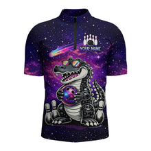 Load image into Gallery viewer, Custom Funny Galaxy Alligator Bowling Jersey for Men Bowling Tournament Polo &amp; 1/4 Zip Bowling Team Shirts HNT218
