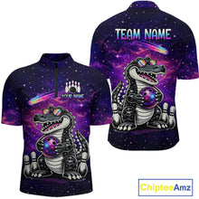 Load image into Gallery viewer, Custom Funny Galaxy Alligator Bowling Jersey for Men Bowling Tournament Polo &amp; 1/4 Zip Bowling Team Shirts HNT218
