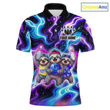 Load image into Gallery viewer, Custom Funny Sloth Bowling Jersey for Men Purple Blue Neon Bowling Team Shirts Bowling League HNT307