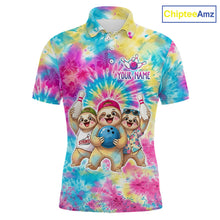 Load image into Gallery viewer, Custom Funny Sloth Bowling Jersey for Men Tropical Tie-Dye Bowling Team Shirts Bowling League HNT306