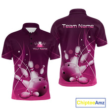 Load image into Gallery viewer, Custom Pink Bowling Jersey for Men Bowling Uniform  Bowling Team Shirts Polo &amp; 1/4 Zip HNT168