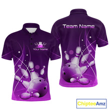 Load image into Gallery viewer, Custom Purple Bowling Jersey for Men Bowling Uniform  Bowling Team Shirts Polo &amp; 1/4 Zip HNT168