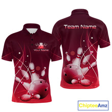 Load image into Gallery viewer, Custom Red Bowling Jersey for Men Bowling Uniform  Bowling Team Shirts Polo &amp; 1/4 Zip HNT168