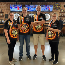 Load image into Gallery viewer, Custom Flame US Flag Darts Shirt for Men Darts Team Jerseys Dart Tourament Polo &amp; 1/4 Zip NNT115