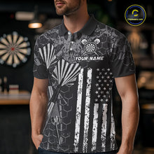 Load image into Gallery viewer, Custom US Flag Darts Shirt for Men Darts Team Jerseys Dart Tourament Polo &amp; 1/4 Zip NNT113