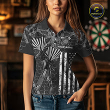 Load image into Gallery viewer, Custom US Flag Darts Shirt for Women Darts Team Jerseys Dart Tourament Polo &amp; 1/4 Zip NNT113
