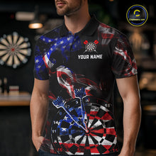 Load image into Gallery viewer, Custom US Flag Aim Shoot Swear Repeat Darts Shirt for Men Darts Team Jerseys Polo &amp; 1/4 Zip NNT114