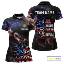 Load image into Gallery viewer, Custom US Flag Aim Shoot Swear Repeat Darts Shirt for Women Darts Team Jerseys Polo &amp; 1/4 Zip NNT114