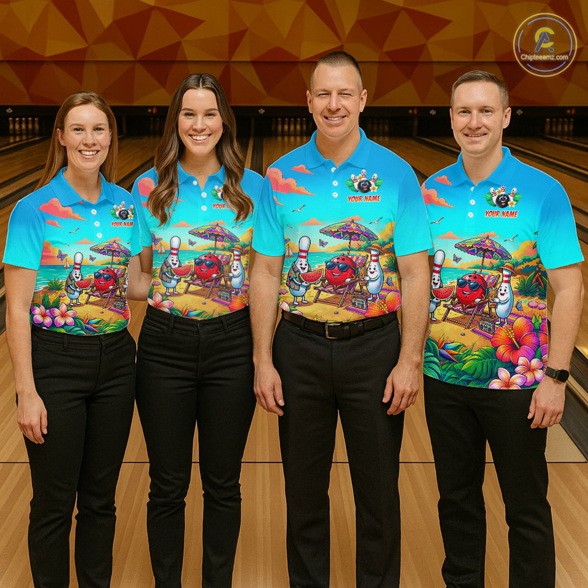 Custom Summer Bowling Jersey for Men Unisex Bowling Shirts for Team Polo & 1/4 Zip HNT243