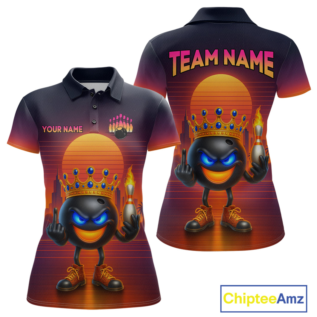 Custom Funny Bowling Jersey for Women Bowling Uniform Polo & 1/4 Zip Bowling Team Shirts HNT129