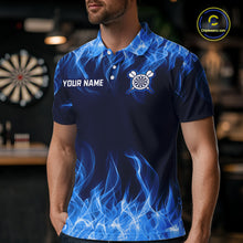 Load image into Gallery viewer, Custom Blue Fire Flame Darts Board Dart Tournament Dart Shirts For Men Darts Team Jerseys NNT118