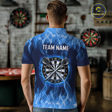 Load image into Gallery viewer, Custom Blue Fire Flame Darts Board Dart Tournament Dart Shirts For Men Darts Team Jerseys NNT118