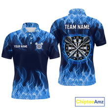 Load image into Gallery viewer, Custom Blue Fire Flame Darts Board Dart Tournament Dart Shirts For Men Darts Team Jerseys NNT118