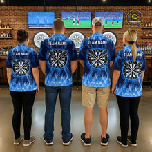 Load image into Gallery viewer, Custom Blue Fire Flame Darts Board Dart Tournament Dart Shirts For Men Darts Team Jerseys NNT118