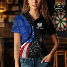 Load image into Gallery viewer, Custom US Flag Dart Shirt For Women, Patriotic Dart Jersey Dart Tourament Retro Darts Board NNT117