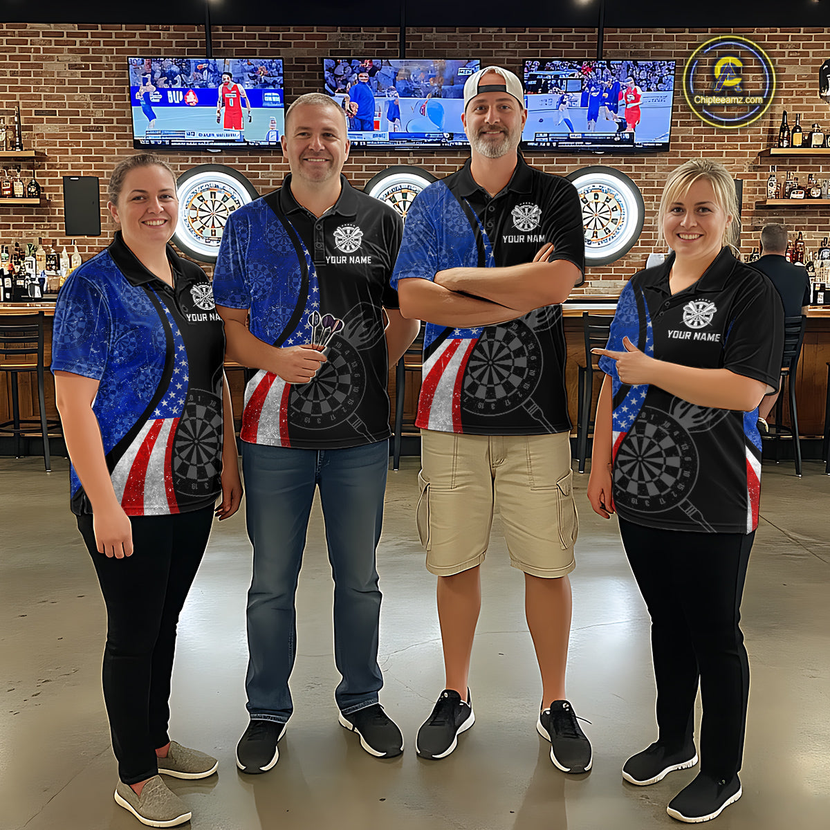Custom US Flag Dart Shirt For Women, Patriotic Dart Jersey Dart Tournament Retro Darts Board NNT117