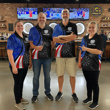 Load image into Gallery viewer, Custom US Flag Dart Shirt For Men, Patriotic Dart Jersey Dart Tourament Retro Darts Board NNT117