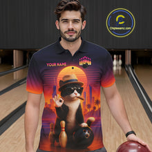 Load image into Gallery viewer, Custom Funny Cat Bowling Jersey for Men Bowling Uniform Bowling Team Shirts Polo &amp; 1/4 Zip HNT196