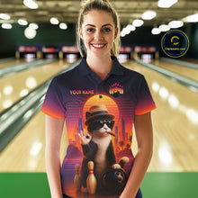 Load image into Gallery viewer, Custom Funny Cat Bowling Jersey for Women Bowling Uniform Bowling Team Shirts Polo &amp; 1/4 Zip HNT196