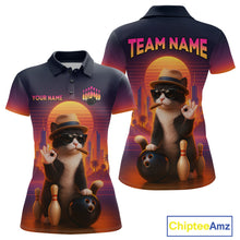 Load image into Gallery viewer, Custom Funny Cat Bowling Jersey for Women Bowling Uniform Bowling Team Shirts Polo &amp; 1/4 Zip HNT196