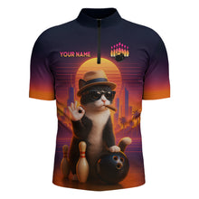 Load image into Gallery viewer, Custom Funny Cat Bowling Jersey for Men Bowling Uniform Bowling Team Shirts Polo &amp; 1/4 Zip HNT196