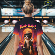 Load image into Gallery viewer, Custom Funny Cat Bowling Jersey for Women Bowling Uniform Bowling Team Shirts Polo &amp; 1/4 Zip HNT196