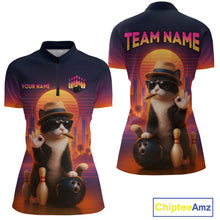 Load image into Gallery viewer, Custom Funny Cat Bowling Jersey for Women Bowling Uniform Bowling Team Shirts Polo &amp; 1/4 Zip HNT196