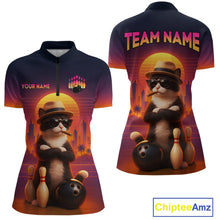 Load image into Gallery viewer, Custom Funny Cat Bowling Jersey for Women Bowling League Bowling Team Shirts Polo &amp; 1/4 Zip HNT197